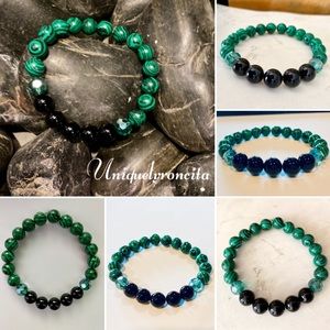 Green/Black Gems & Black Onyx Bracelet